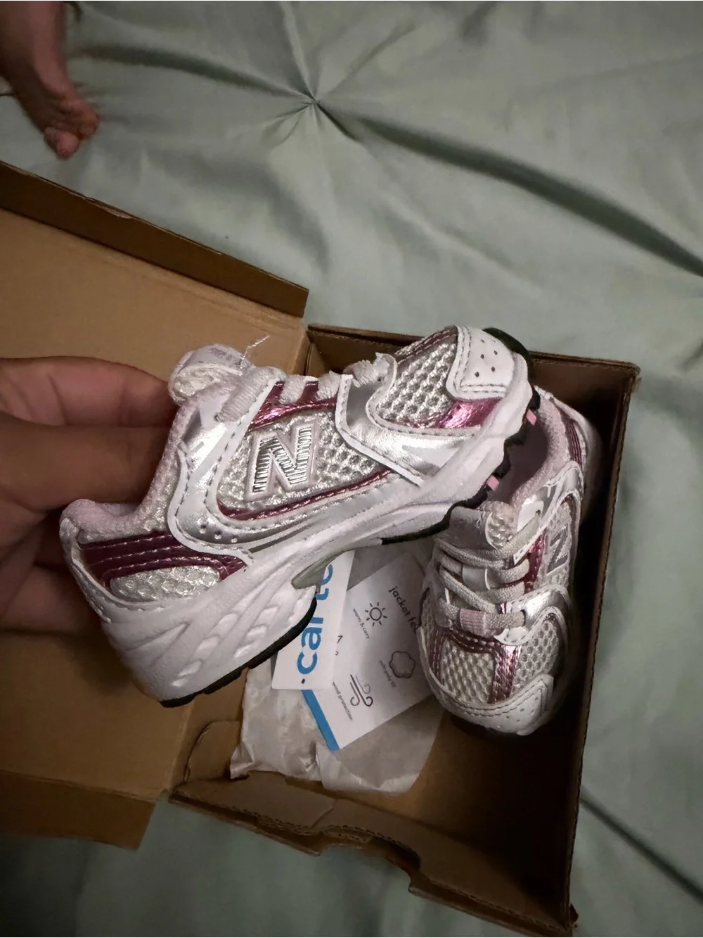 New Balance Kids Sneakers in White and Pink